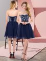 Classical Navy Blue Sweetheart Neckline Beading Casual Dresses Sleeveless Lace Up