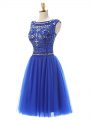 Custom Design Royal Blue Sleeveless Tulle Zipper Prom Evening Gown for Prom and Party and Sweet 16