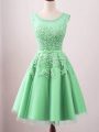 Flirting Green Sleeveless Tulle Lace Up Bridesmaid Dresses for Prom and Party and Wedding Party