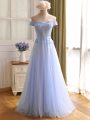 Lavender Lace Up Off The Shoulder Appliques Homecoming Dress Tulle Sleeveless
