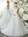 Zipper Bridal Gown White for Wedding Party with Lace Court Train