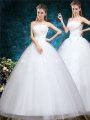 New Style White Sleeveless Tulle Lace Up Wedding Gowns for Wedding Party
