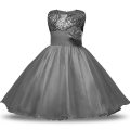 Grey Zipper Scoop Bowknot and Belt and Hand Made Flower Flower Girl Dresses Organza and Sequined Sleeveless