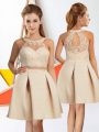 High End Knee Length Zipper Vestidos de Damas Champagne for Prom and Party with Lace