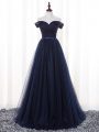 Pretty Off The Shoulder Sleeveless Tulle Damas Dress Belt Lace Up