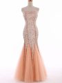 Trendy Sweetheart Sleeveless Lace Up Celebrity Dress Peach Tulle