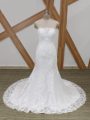 Deluxe White Sleeveless Lace Lace Up Bridal Gown