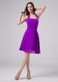 Colorful Chiffon Sleeveless Knee Length Mother Of The Bride Dress and Ruching