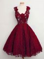 Knee Length A-line Sleeveless Wine Red Vestidos de Damas Lace Up