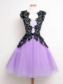 Luxury Lavender Lace Up Straps Lace Damas Dress Tulle Sleeveless