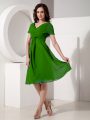 Elegant Knee Length Zipper Mother Of The Bride Dress Green for Prom and Party with Ruching