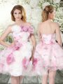 Multi-color Organza Zipper Bridal Gown Sleeveless Mini Length Hand Made Flower