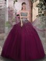 Sleeveless Lace Up Floor Length Beading 15 Quinceanera Dress