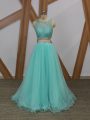 Exceptional Apple Green Prom Party Dress Prom and Party with Beading Scoop Sleeveless Side Zipper