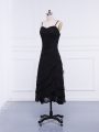 Chiffon Sleeveless Tea Length Mother Of The Bride Dress and Lace and Appliques