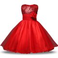 Dynamic Organza and Sequined Scoop Sleeveless Zipper Bowknot and Belt and Hand Made Flower Flower Girl Dresses for Less in Red