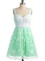 Apple Green Lace Up Wedding Guest Dresses Lace Sleeveless Knee Length