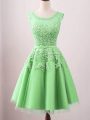 Perfect Knee Length Green Wedding Party Dress Scoop Sleeveless Lace Up