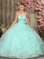 Exquisite Sweetheart Sleeveless Lace Up Sweet 16 Dress Apple Green Tulle