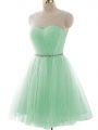 Best Scoop Sleeveless Tulle Party Dress Wholesale Beading and Ruching Lace Up