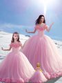 Tulle Sleeveless Quinceanera Dresses Brush Train and Hand Made Flower