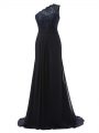 Glamorous Sleeveless Brush Train Lace Side Zipper Dama Dress for Quinceanera