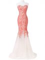 Sophisticated White Sweetheart Neckline Lace and Appliques Juniors Evening Dress Sleeveless Lace Up