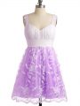 Fashion Straps Sleeveless Lace Up Vestidos de Damas Lilac Lace