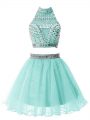 Custom Design Light Blue Sleeveless Organza Zipper Vestidos de Damas for Party and Wedding Party