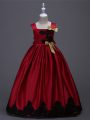 Elegant Taffeta Sleeveless Floor Length Kids Formal Wear and Appliques and Bowknot