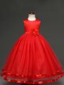 Scoop Sleeveless Tulle Kids Formal Wear Hand Made Flower Zipper