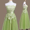 Glamorous Strapless Lace Up Appliques Bridesmaids Dress Sleeveless