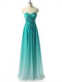 Affordable Multi-color Chiffon Zipper Sweetheart Sleeveless Floor Length Bridesmaid Gown Ruching
