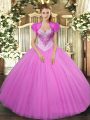 Lilac Sweetheart Neckline Beading Vestidos de Quinceanera Sleeveless Lace Up