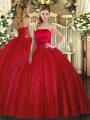 Graceful Red Lace Up Quinceanera Dresses Ruching Sleeveless Floor Length