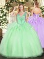 Sleeveless Beading Lace Up Quinceanera Gowns