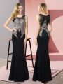 Exceptional Floor Length Black Scoop Sleeveless Side Zipper