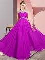 Scoop Sleeveless Chiffon Prom Gown Beading Clasp Handle