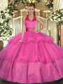 Tulle Sleeveless Floor Length Quinceanera Dresses and Ruffled Layers