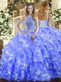 Excellent Sleeveless Lace Up Floor Length Beading and Ruffled Layers Quinceanera Dress
