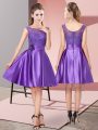 Custom Designed Knee Length A-line Sleeveless Purple Homecoming Dress Zipper