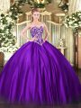 Super Sleeveless Beading Lace Up Quinceanera Dress