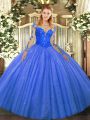 Custom Design Tulle Long Sleeves Floor Length 15th Birthday Dress and Lace
