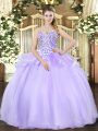 Super Sleeveless Beading Lace Up Quinceanera Gowns
