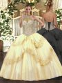 Romantic Sleeveless Beading and Appliques Lace Up 15th Birthday Dress