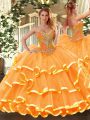Sleeveless Beading and Ruffled Layers Lace Up Quinceanera Dresses