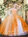 Adorable Orange Sweetheart Neckline Beading and Lace and Ruffles Sweet 16 Quinceanera Dress Sleeveless Zipper