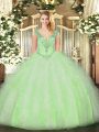 Great Yellow Green Sleeveless Organza Lace Up Sweet 16 Dresses for Military Ball and Sweet 16 and Quinceanera