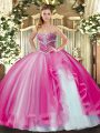 Delicate Sleeveless Beading and Ruffles Lace Up 15 Quinceanera Dress