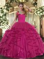 Custom Design Sleeveless Lace Up Floor Length Ruffles Quinceanera Gowns
